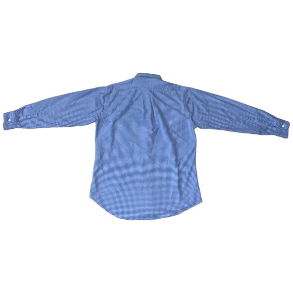 L.L. Bean Men's Dress Shirt 15-32 Blue Checkered Plaid Long Sleeve Button-Up - Picture 8 of 11